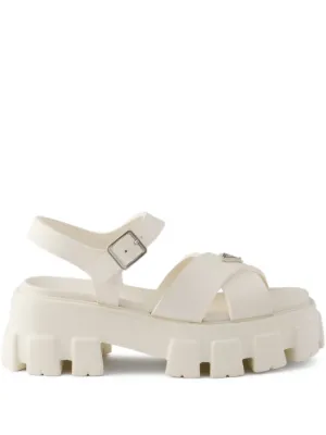 Prada Monolith Rubber Sandals | White | FARFETCH