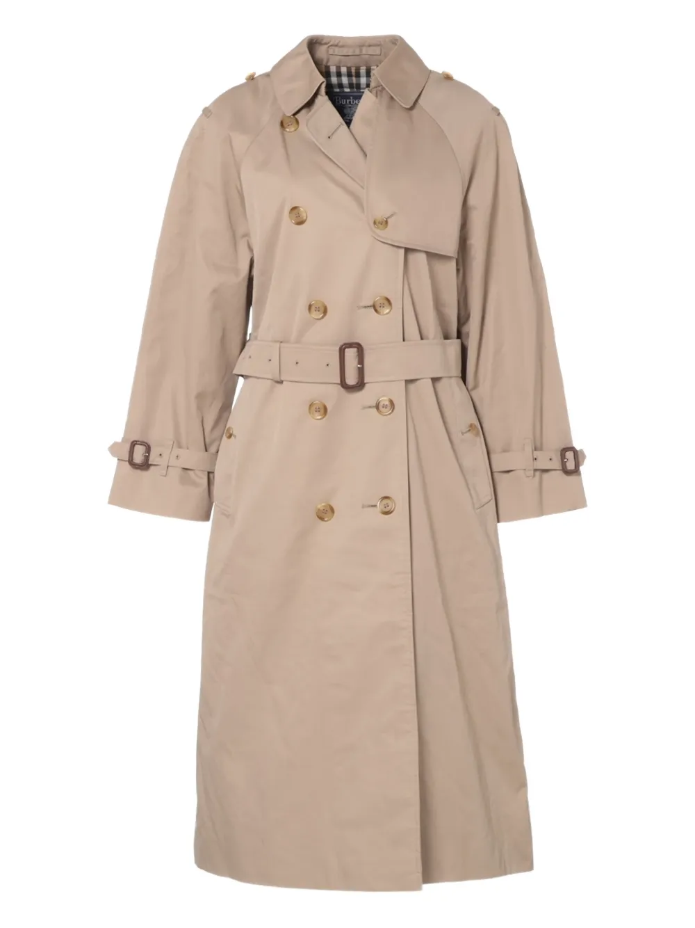 Pre-owned Burberry 1990-2000s Single-breasted Belted Trench Coat In Neutral