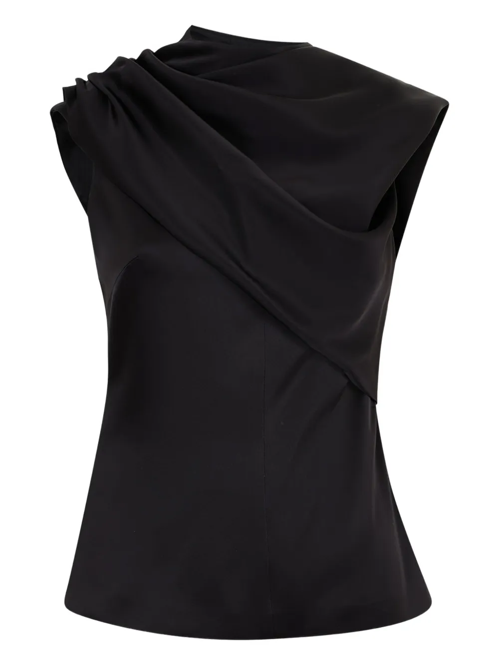 David Koma Gedrapeerde top met broche - Zwart