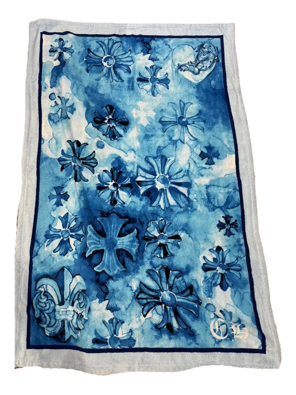 Chrome Hearts cross-motif beach towel | Blue | Image 1