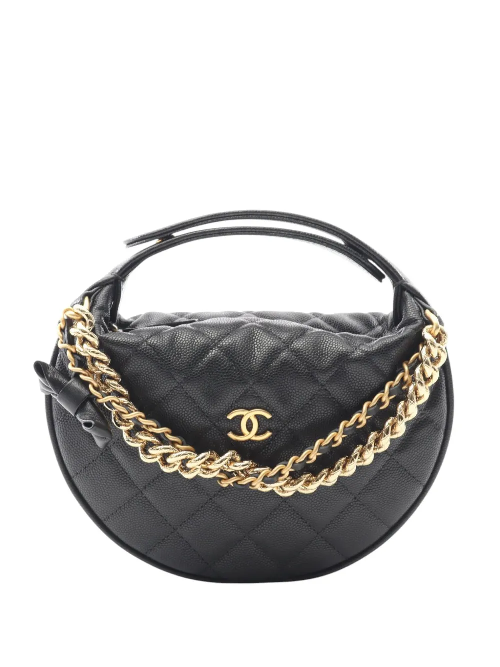 CHANEL Pre-Owned 2021-2025 CC Quilted Caviar Half Moon Clutch Bag handbag - Nero