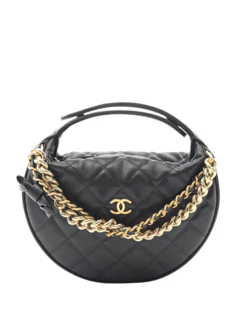 CHANEL Pre-Owned 2021-2025 CC Quilted Caviar Half Moon Clutch Bag handbag