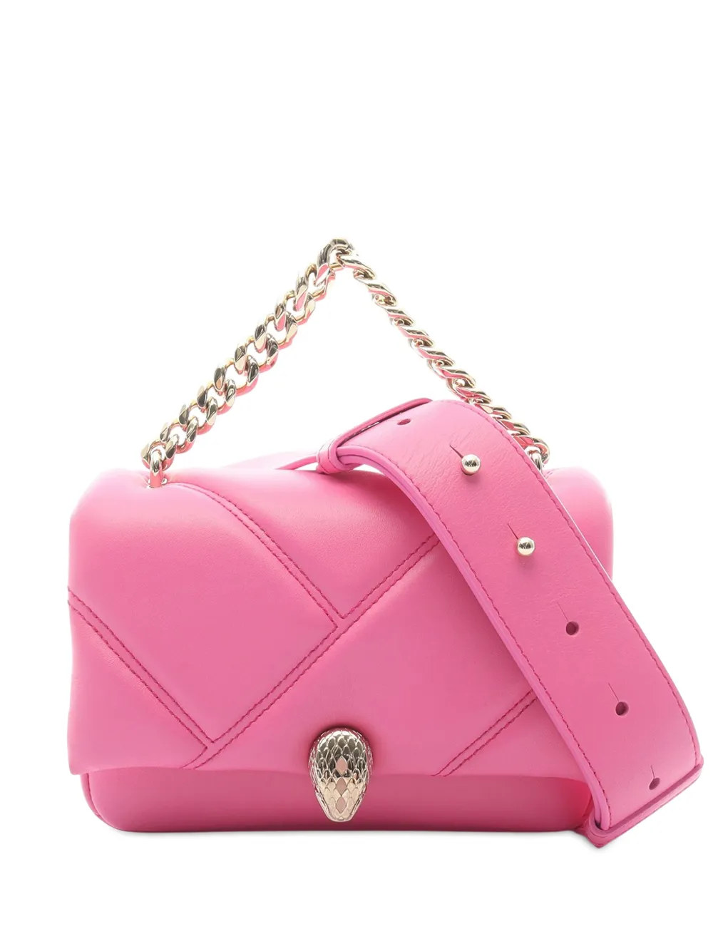 Pre-owned Bvlgari 2010-2025 Mini Leather Serpenti Cabochon Satchel In Pink