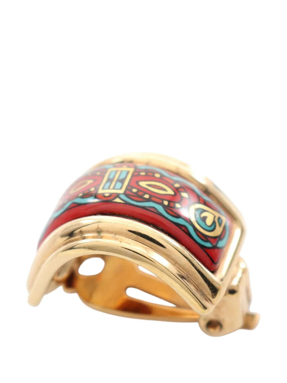 20th Century Enamel Cloisonne Clip On Earrings Costume Earrings