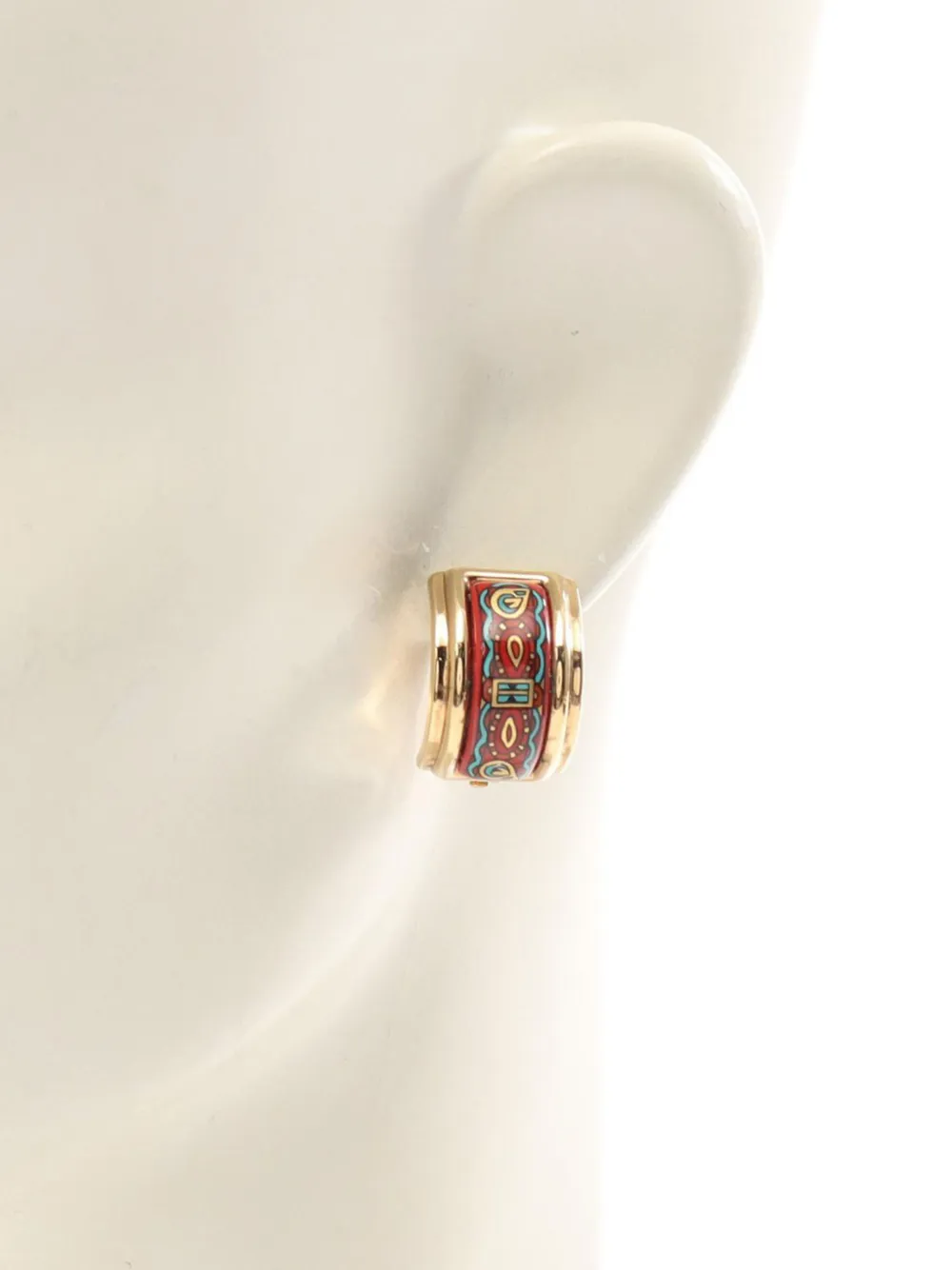 20th Century Enamel Cloisonne Clip On Earrings Costume Earrings