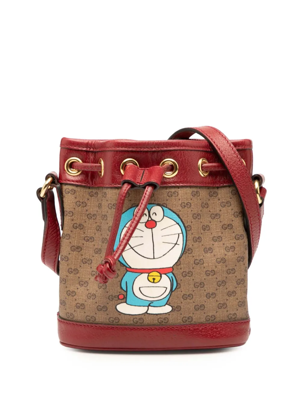 Gucci Pre-Owned 2016-2025 Micro GG Supreme Doraemon bucket bag - Marrone