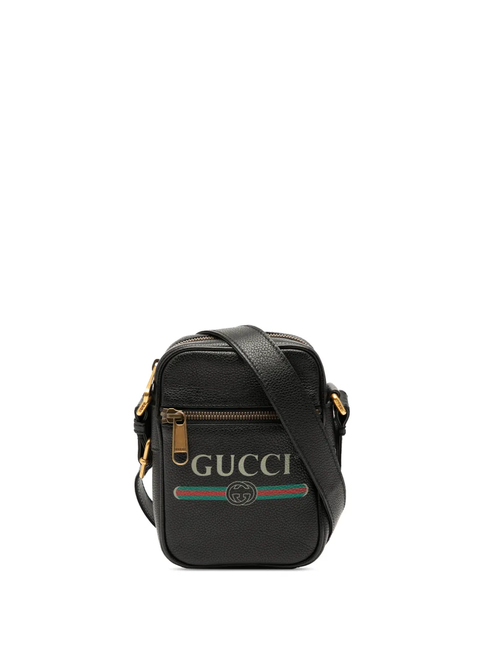 Gucci Pre-Owned 2016-2025 Mini Grained Calfskin Logo crossbody bag - Nero