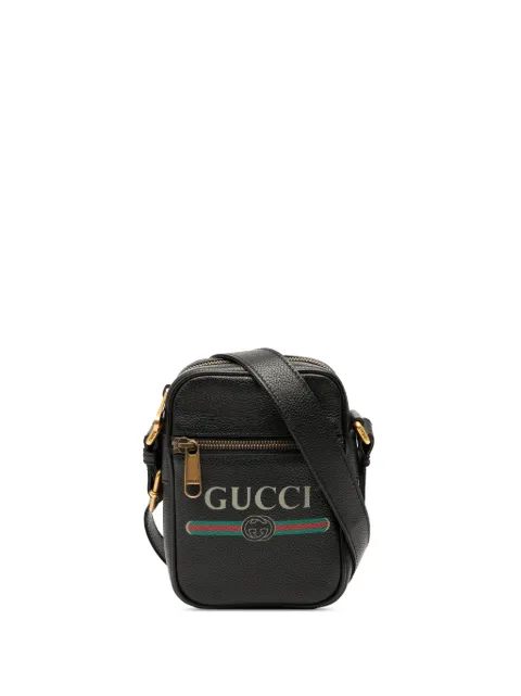 Gucci Pre-Owned Logo粒纹小牛皮迷你斜挎包（2016-2025年典藏款）