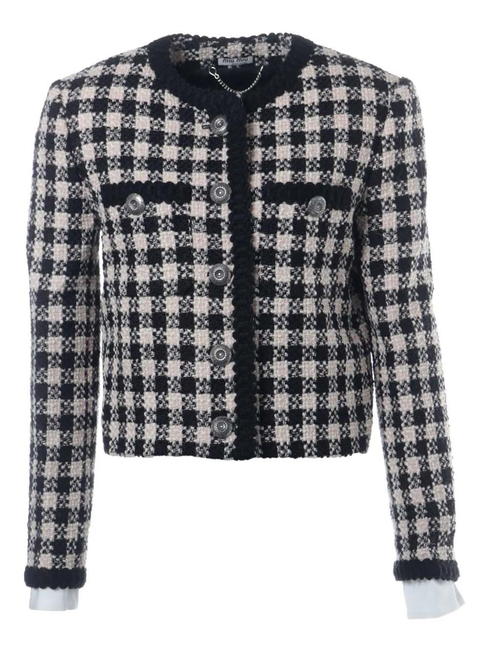 Miu Miu Pre-Owned 2019 tweed embellished jacket | Black | Image 1