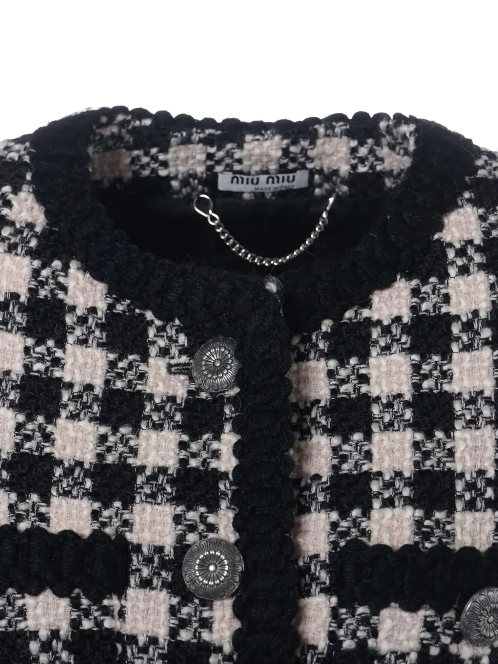 MIU MIU Pre-owned 2019 Tweed Embellished Jacket In Black