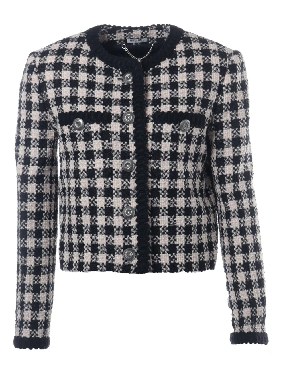 Miu Miu Pre-Owned 2019 tweed embellished jacket | Black | Image 1