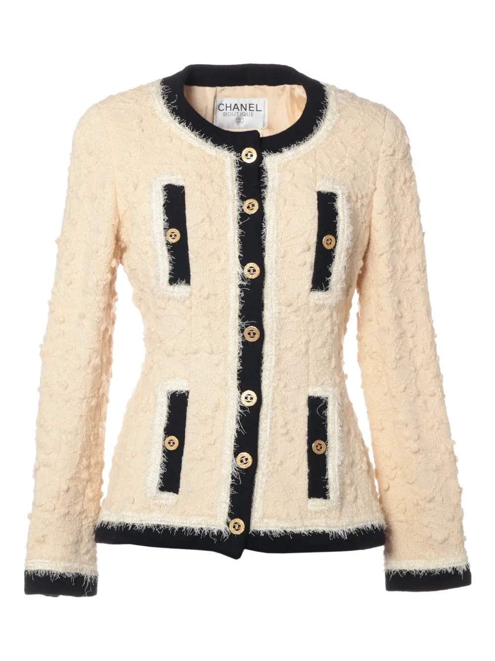 CHANEL Pre-Owned 1994 bouclé collarless jacket - Toni neutri