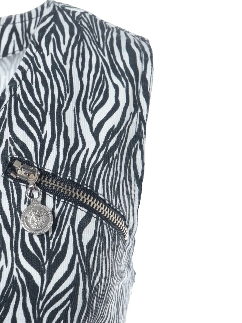 VERSACE Pre-owned 1980-1990s Zebra Zip Vest In White