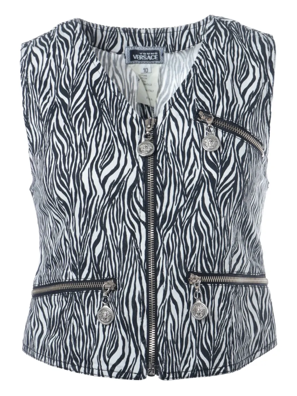 Click to view more detailed imagery on our partner's website Pre-owned Versace 1980-1990s Zebra Zip Vest In White