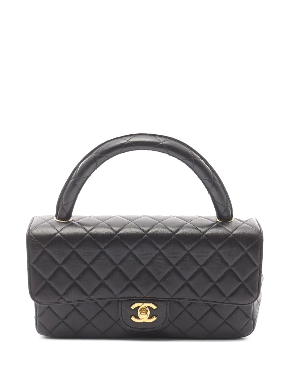 CHANEL Pre-Owned Borsa a mano CC in pelle di agnello trapuntata con battente 1994-1996 - Nero