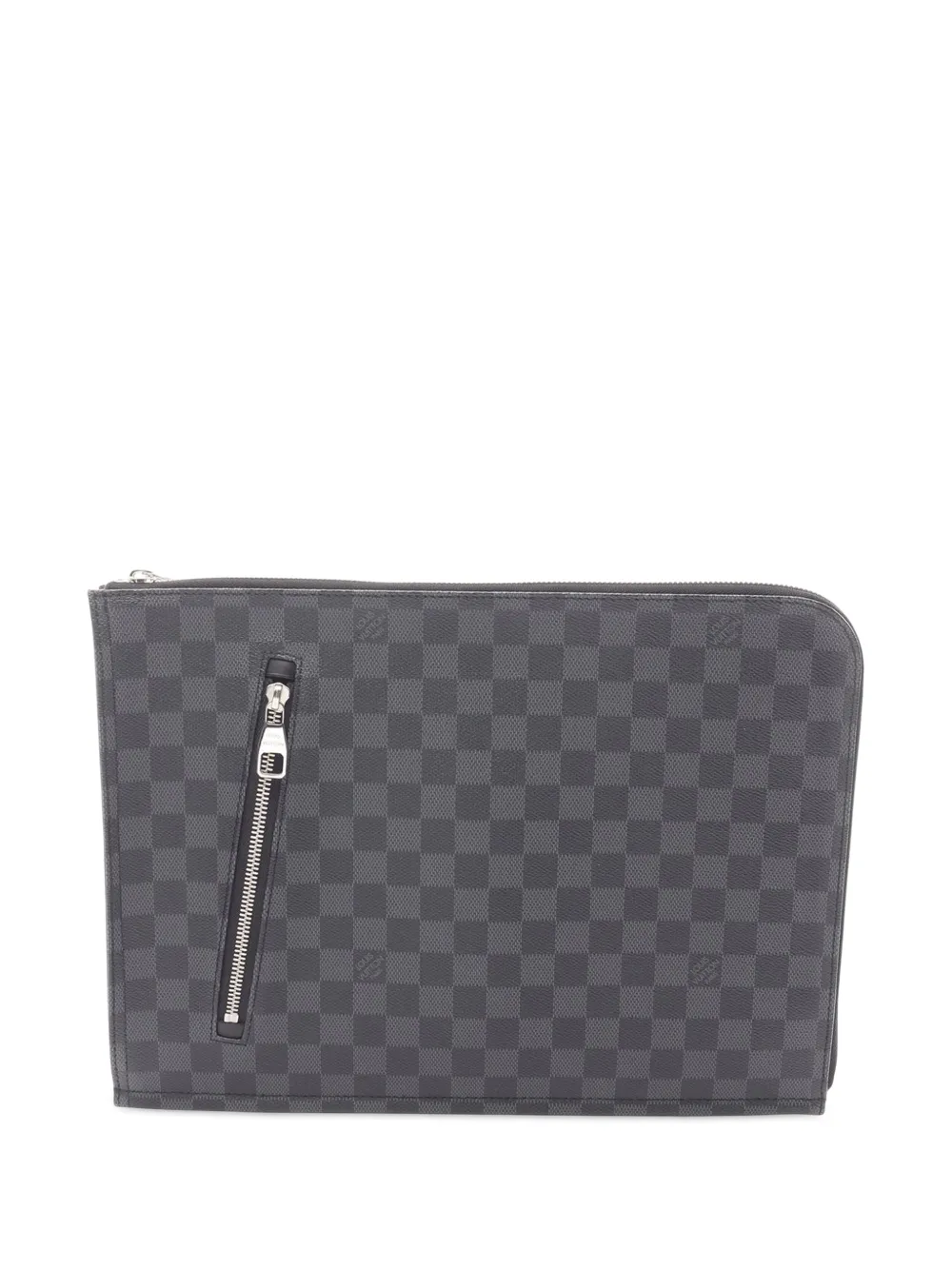 Pre-owned Louis Vuitton 2012 Damier Graphite Poche-documents Portfolio Clutch Bag In Black