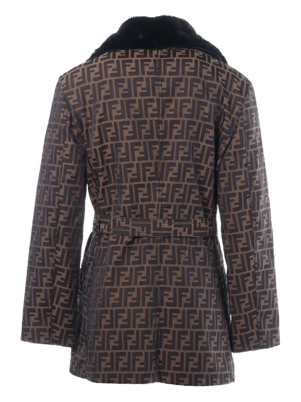 Fendi Pre-Owned 1980-2000 zucca-pattern belted jacket | Image 2