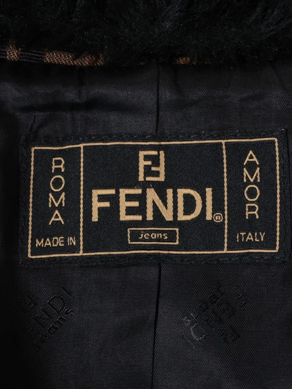 Pre-owned Fendi 1980-2000 Zucca-pattern Belted Jacket In Brown