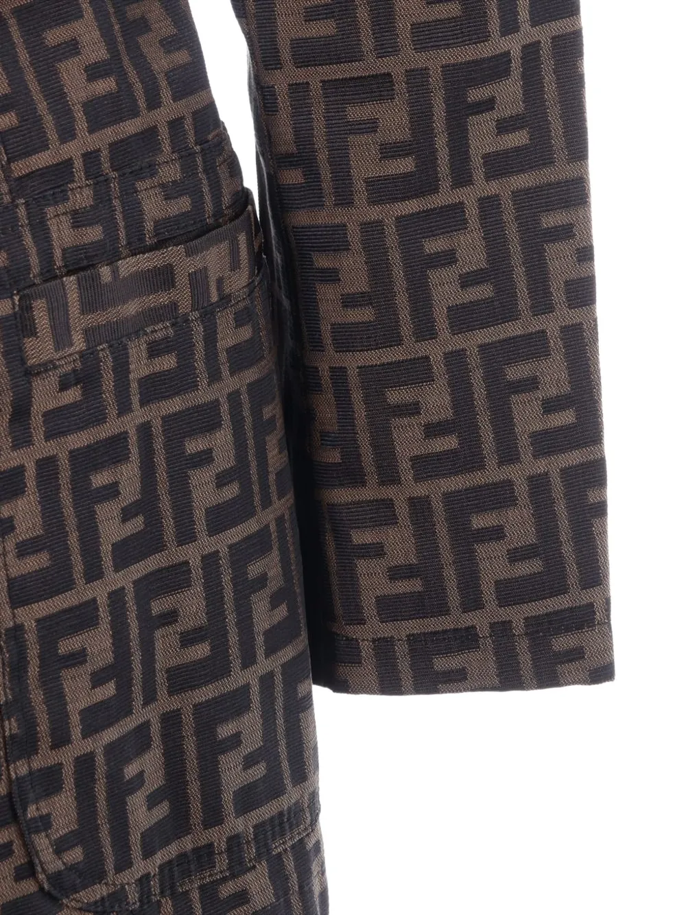 Pre-owned Fendi 1980-2000 Zucca-pattern Belted Jacket In Brown