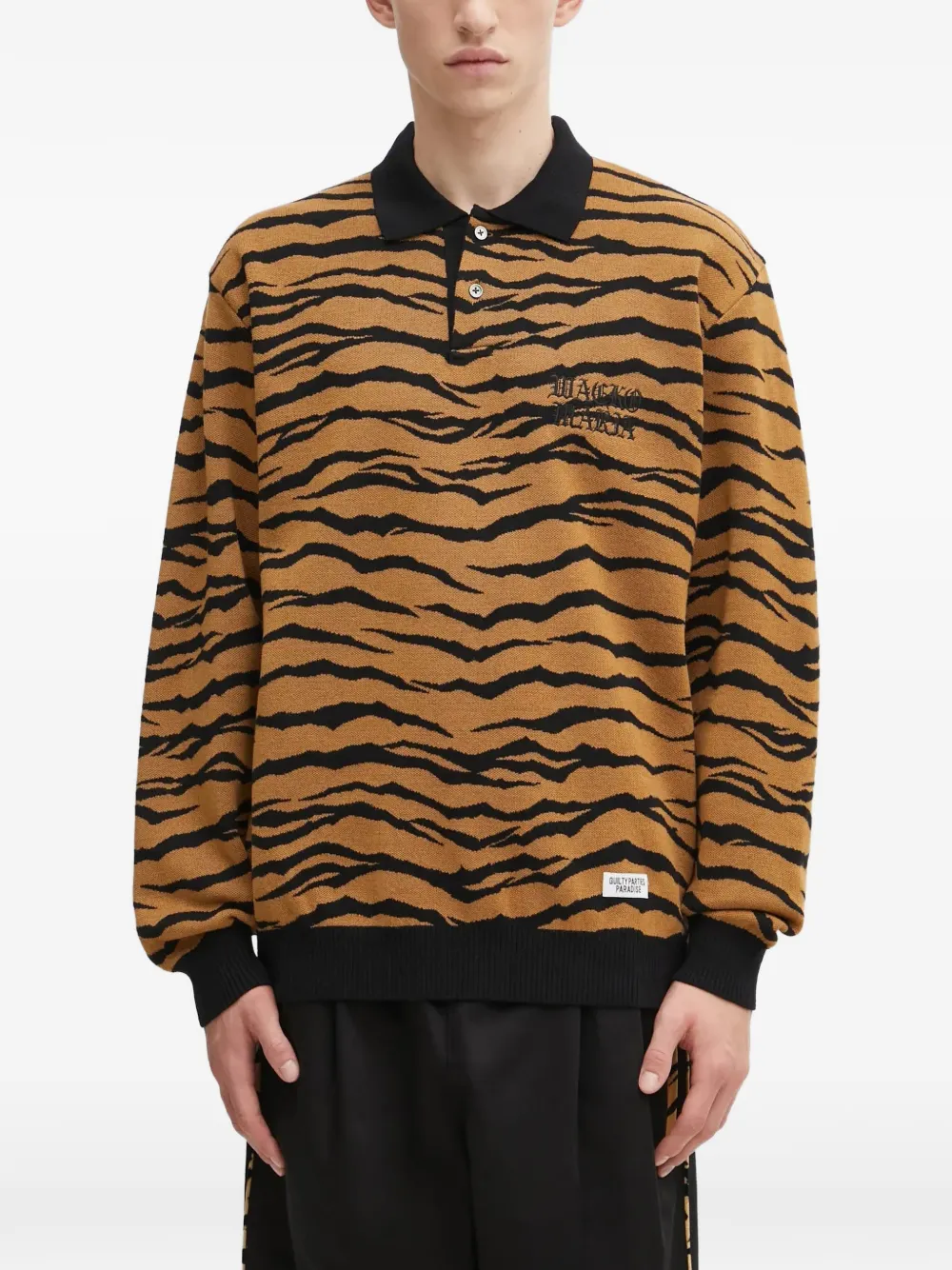 WACKO MARIA animal-print polo shirt - Braun