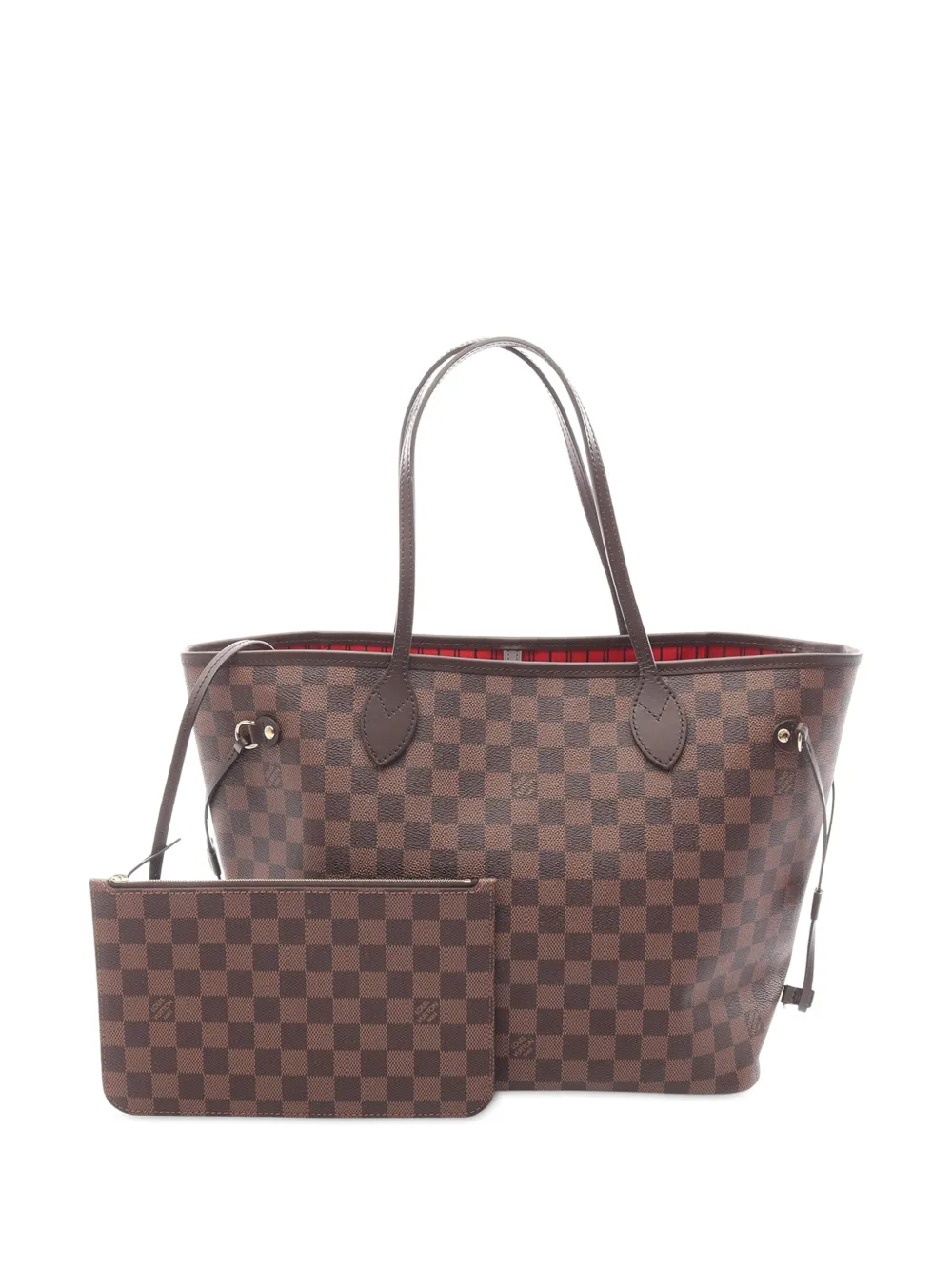 Pre-owned Louis Vuitton 2021-2025 Damier Ebene Neverfull Mm Tote Bag In Brown