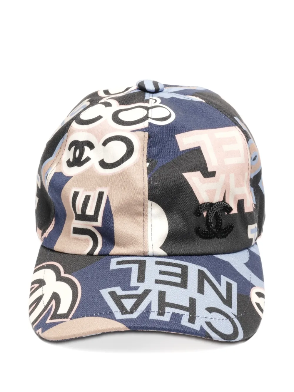 Click to view more detailed imagery on our partner's website Pre-owned Chanel 2023 Camelia Printed Baseball Cap In Blue