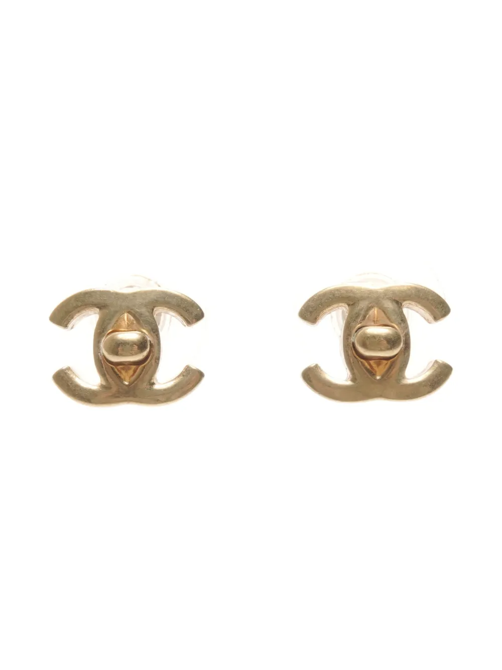 CHANEL Pre-Owned 2003 Interlocking CC turn-lock earrings - Oro