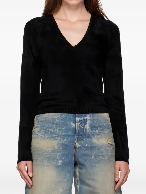 Amiri V-neck Detail-embellished Top in Black