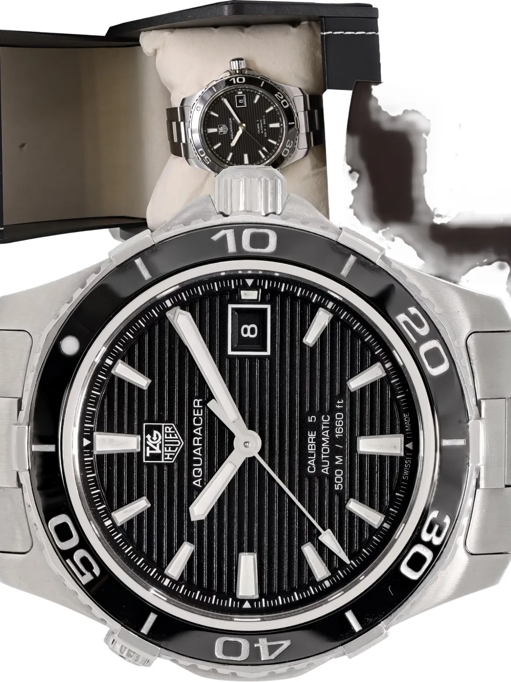 Pre-owned Tag Heuer Aquaracer 41mm Watch In Black