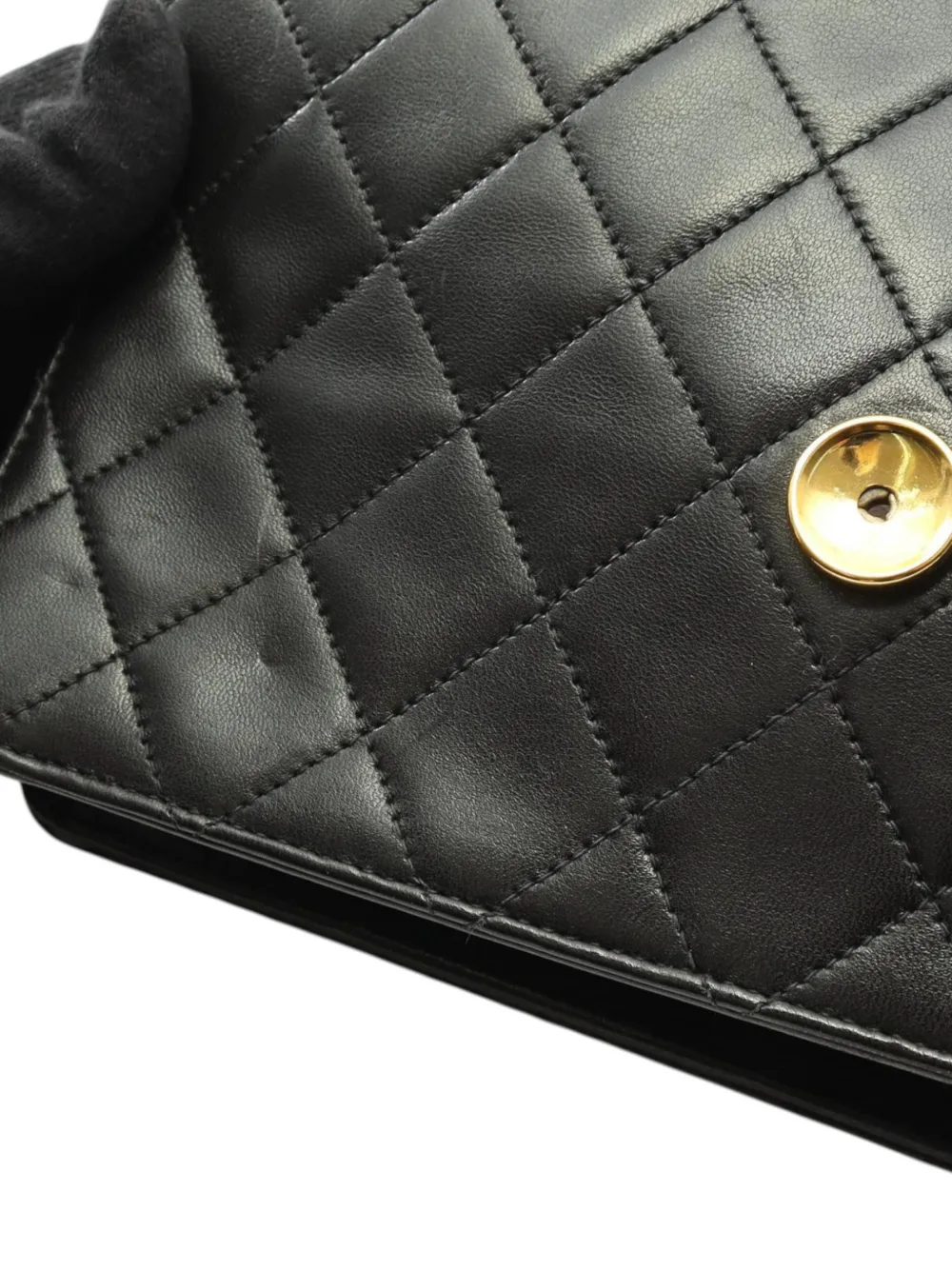 Pre-owned Chanel 1997-1999 Cc Quilted Lambskin Square Single Flap Crossbody Bag In Black