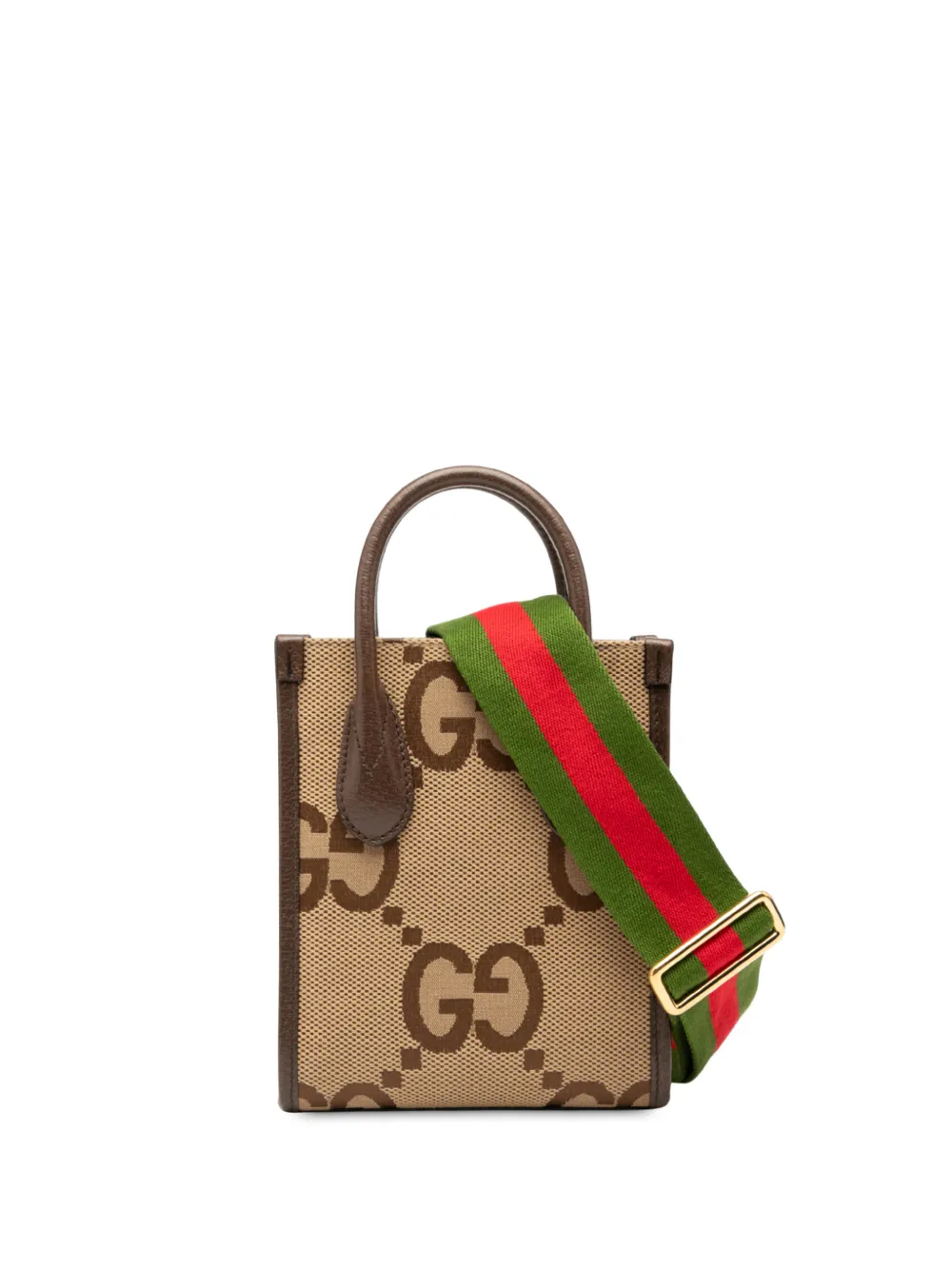 Pre-owned Gucci 2016-2025 Mini Jumbo Gg Canvas Web Satchel In Brown