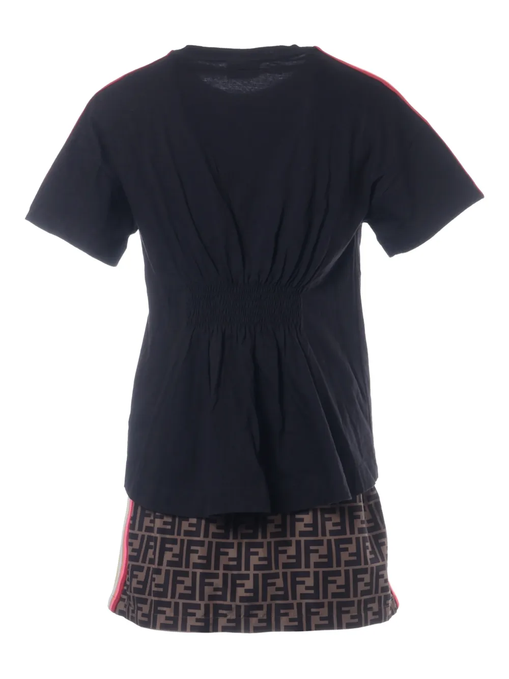 Pre-owned Fendi 2021 Striped Zucca Skirt Set In Black