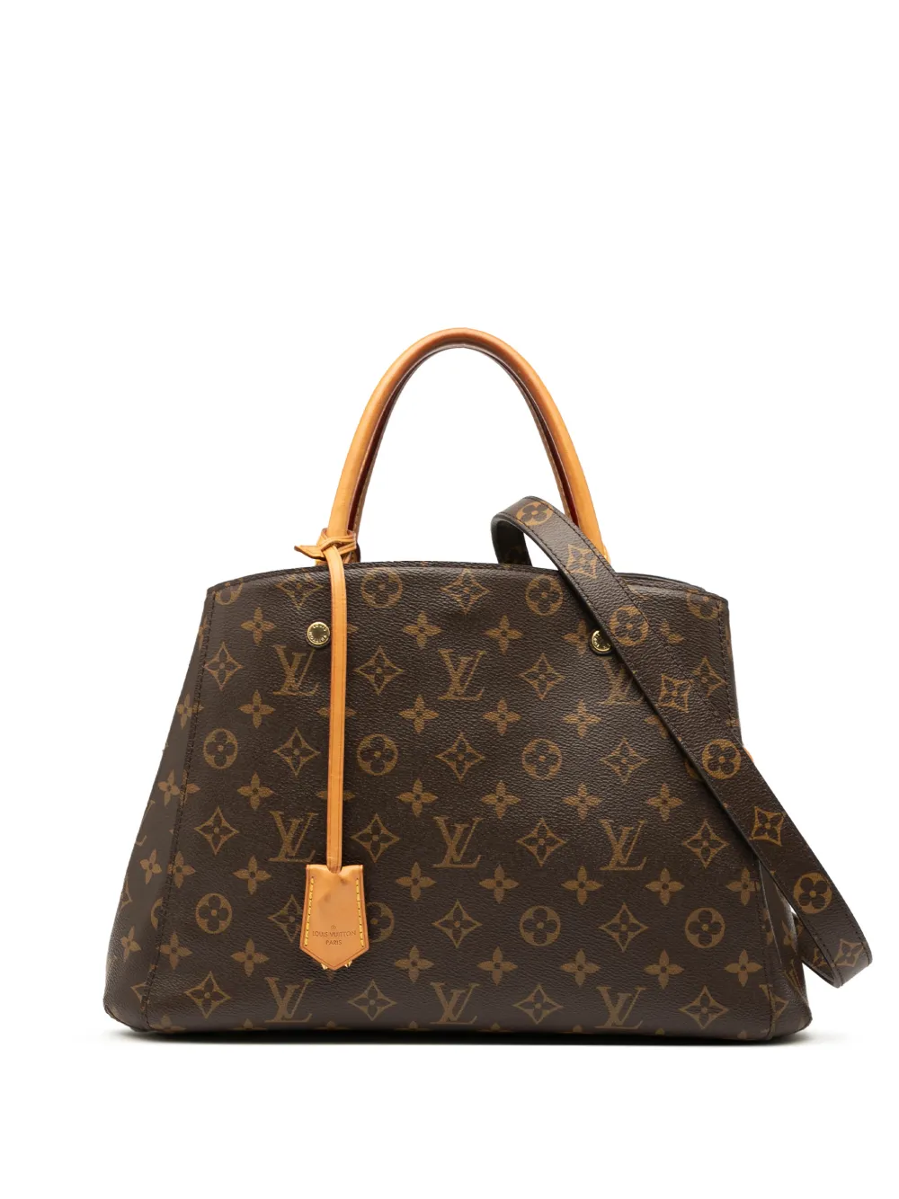 Pre-owned Louis Vuitton 2016 Monogram Montaigne Mm Satchel In Brown