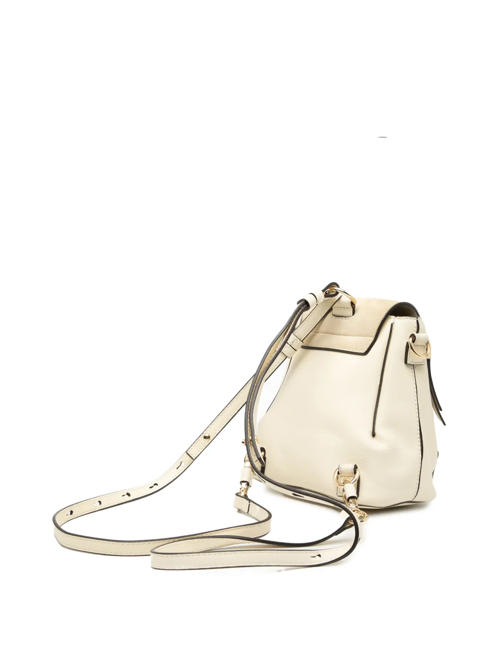 Pre-owned Chloé 2010-2025 Mini Calfskin And Suede Faye Backpack In White