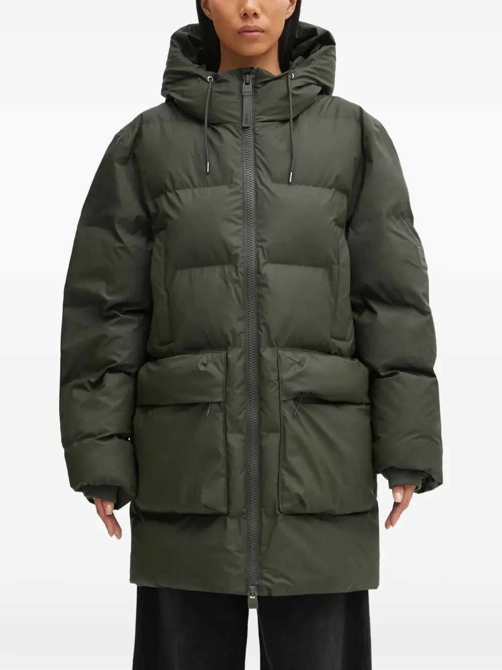 Rains Alta W3t4 Hooded Padded Coat In Green