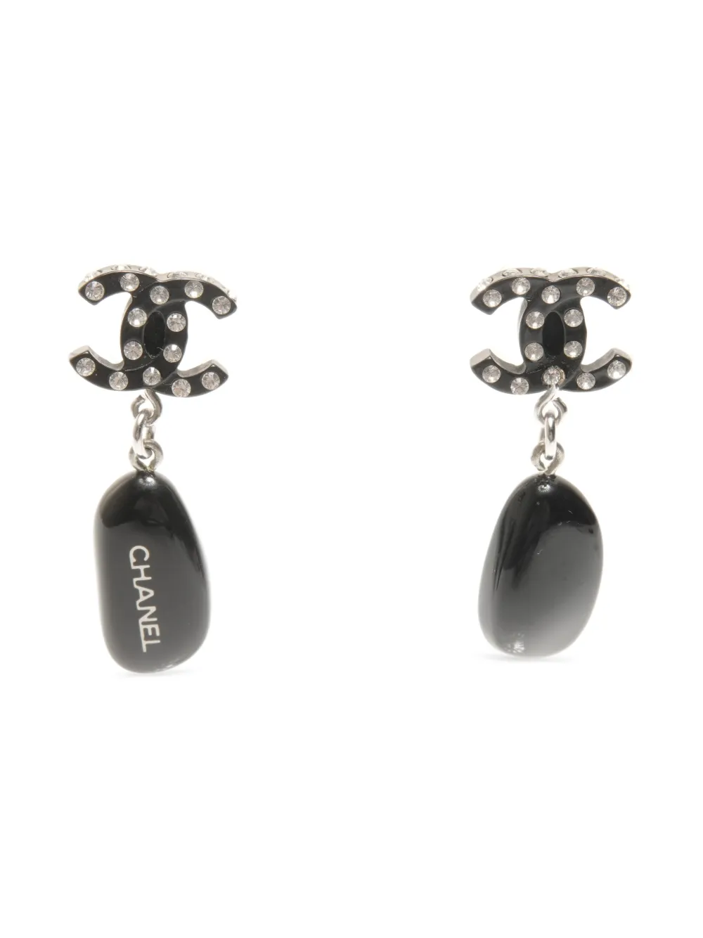 CHANEL Pre-Owned 2004 Interlocking CC rhinestone-embellished earrings - Argento