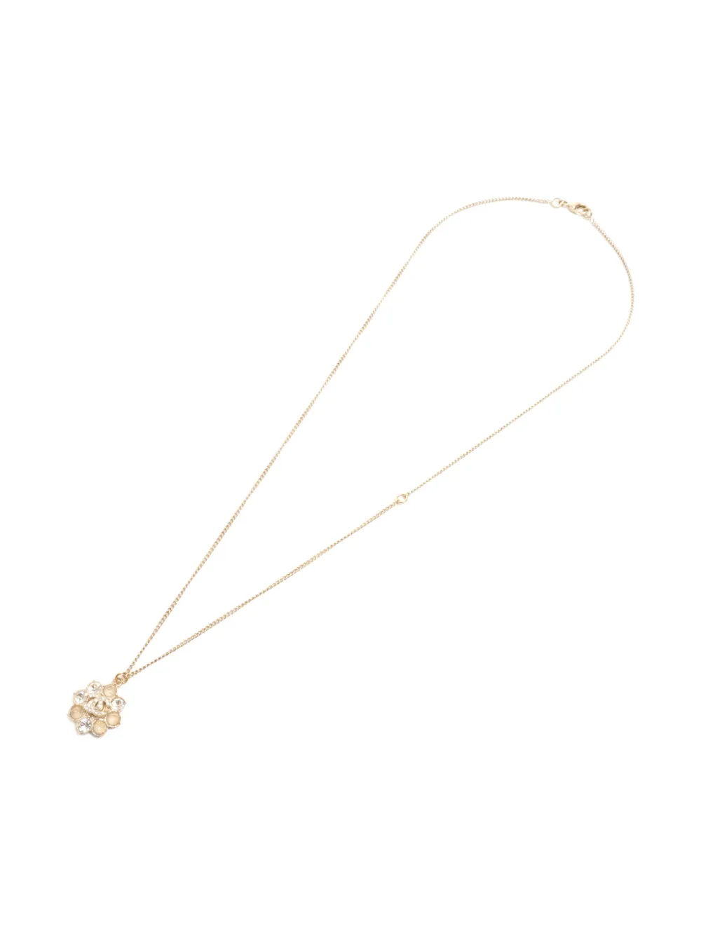CHANEL Pre-Owned 2015 crystal-embellished flower-pendant necklace - Oro
