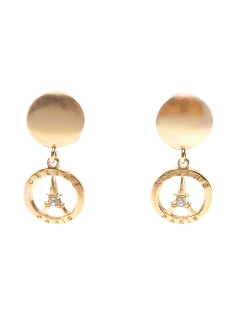 Pre-owned Celine 1980-2000s Eiffel Tower Clip-on Earrings In Gold