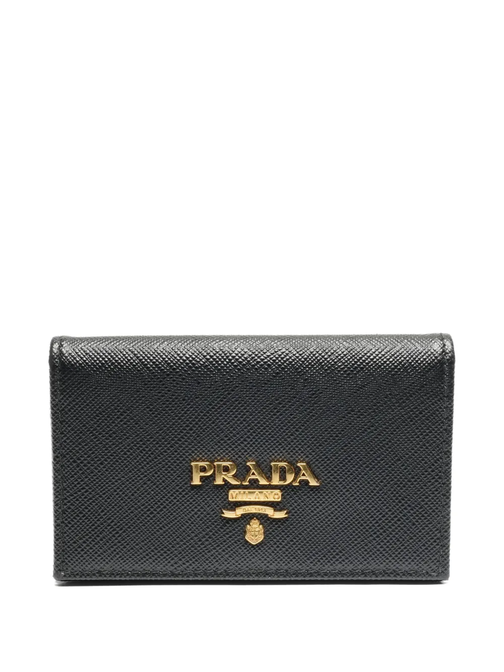 Pre-owned Prada 2015-2025 Logo-plaque Card Holder In Black