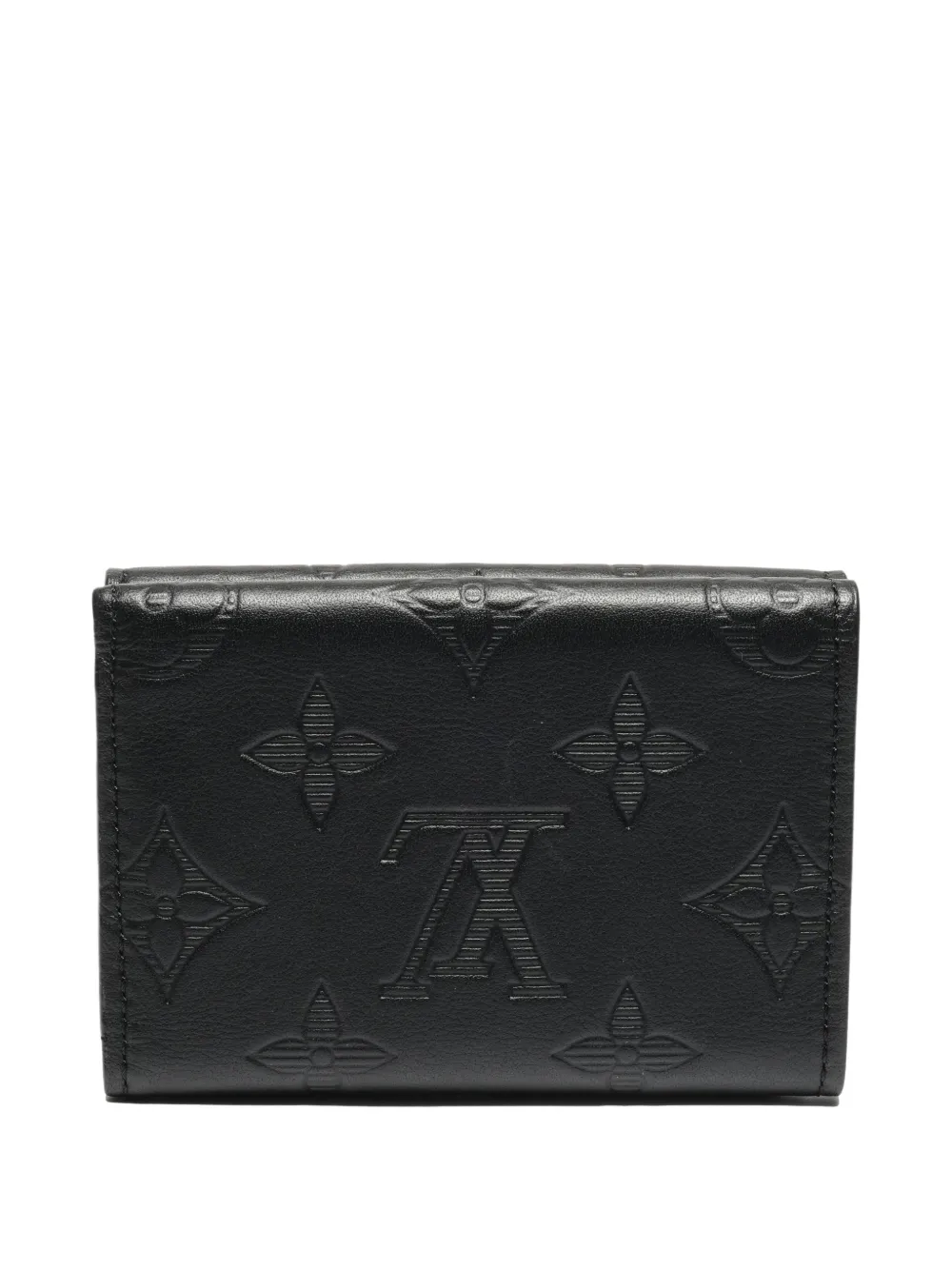 Pre-owned Louis Vuitton Discovery Debossed-monogram Leather Wallet In Black