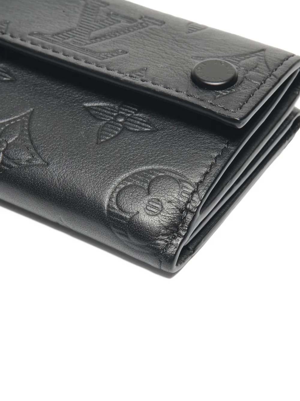 Pre-owned Louis Vuitton Discovery Debossed-monogram Leather Wallet In Black