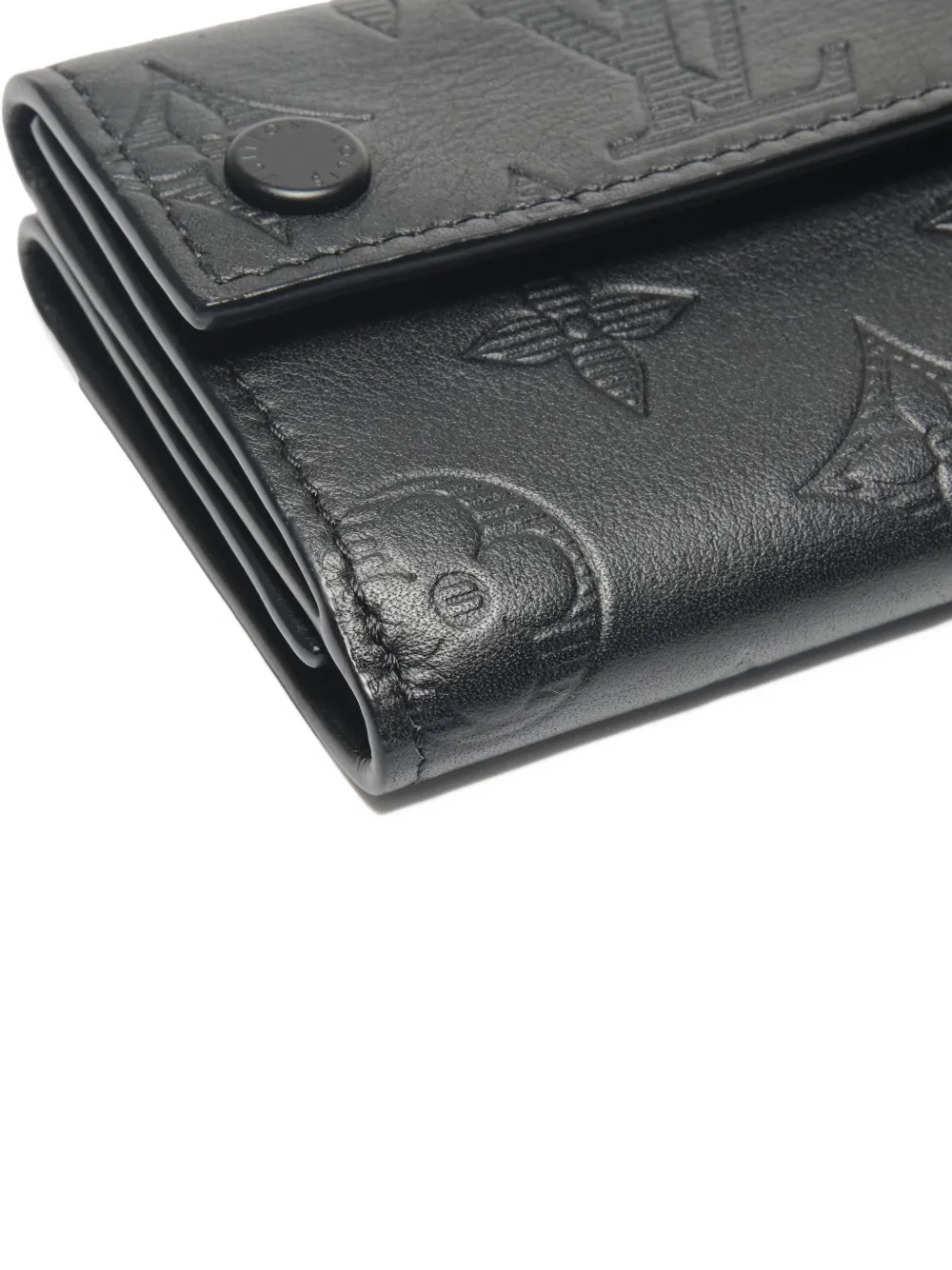 Pre-owned Louis Vuitton Discovery Debossed-monogram Leather Wallet In Black