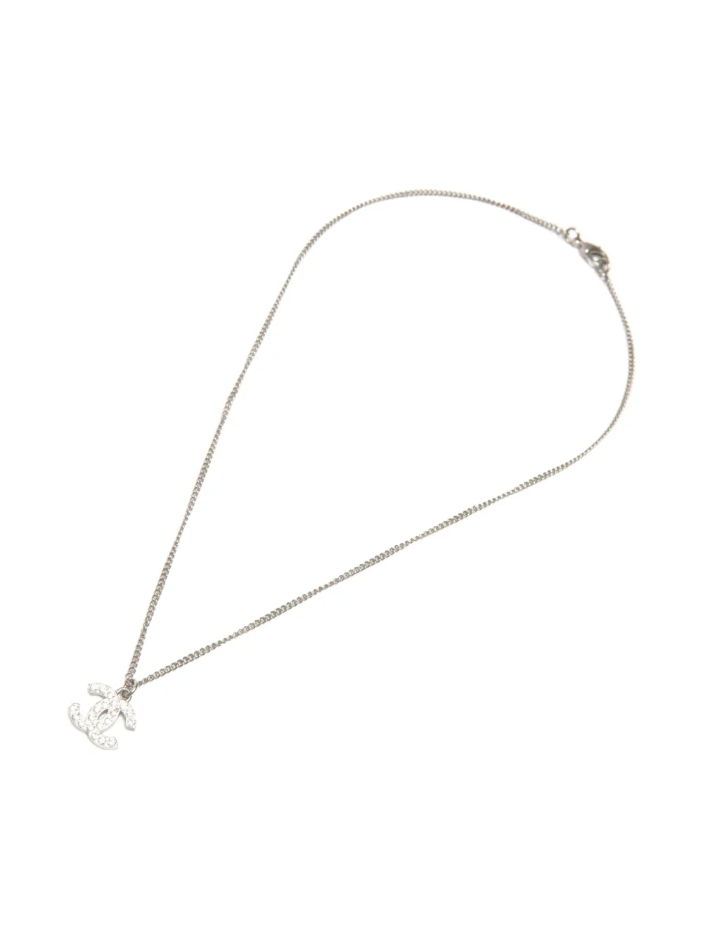 CHANEL Pre-Owned 2013 Interlocking CC rhinestone-embellished necklace - Argento