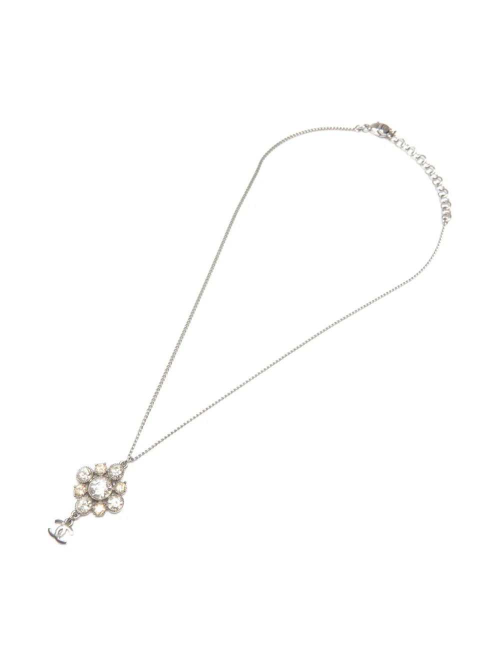 CHANEL Pre-Owned 2011 crystal-embellished pendant necklace - Argento