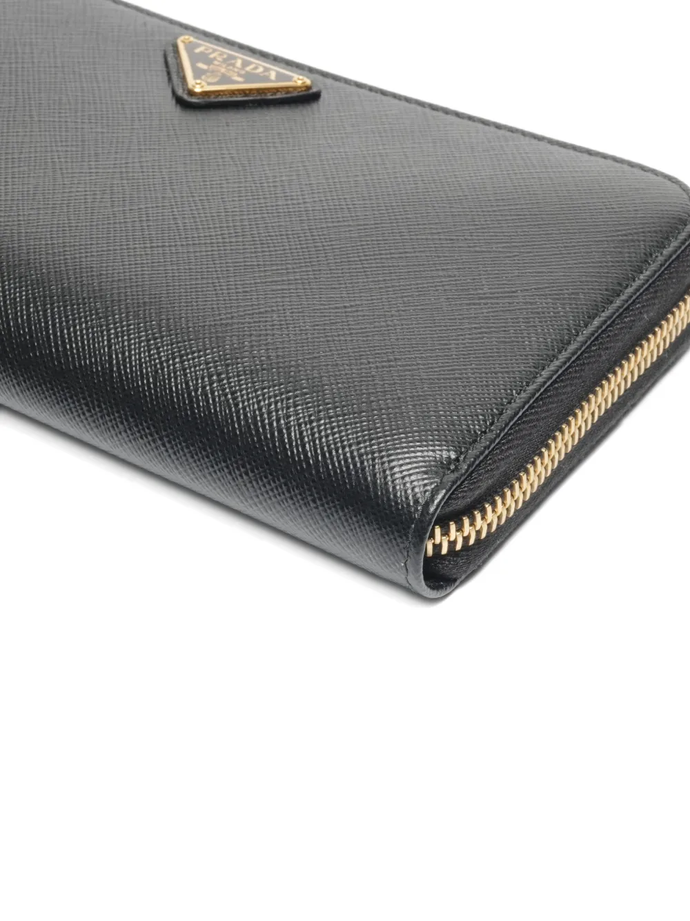 Pre-owned Prada 2015-2025 Logo-plaque Leather Wallet In Black