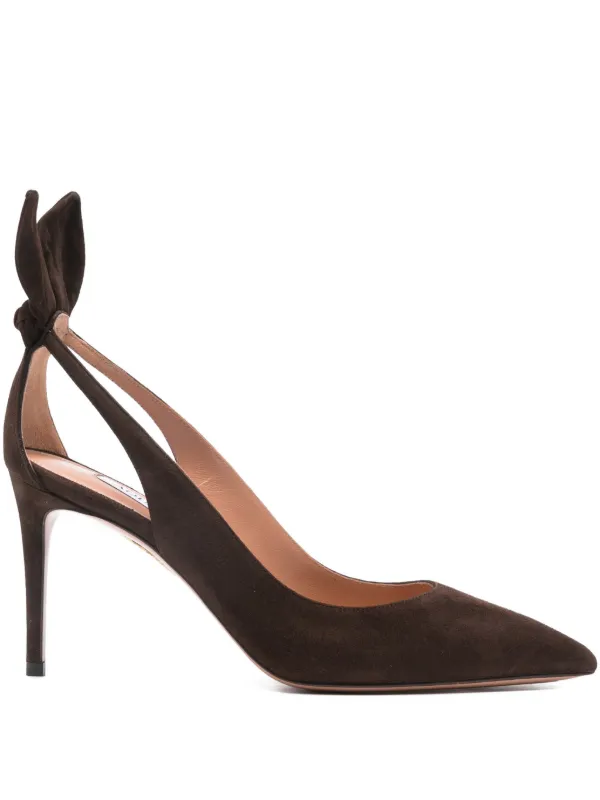 Aquazzura 85mm Bow Tie Pumps in Brown