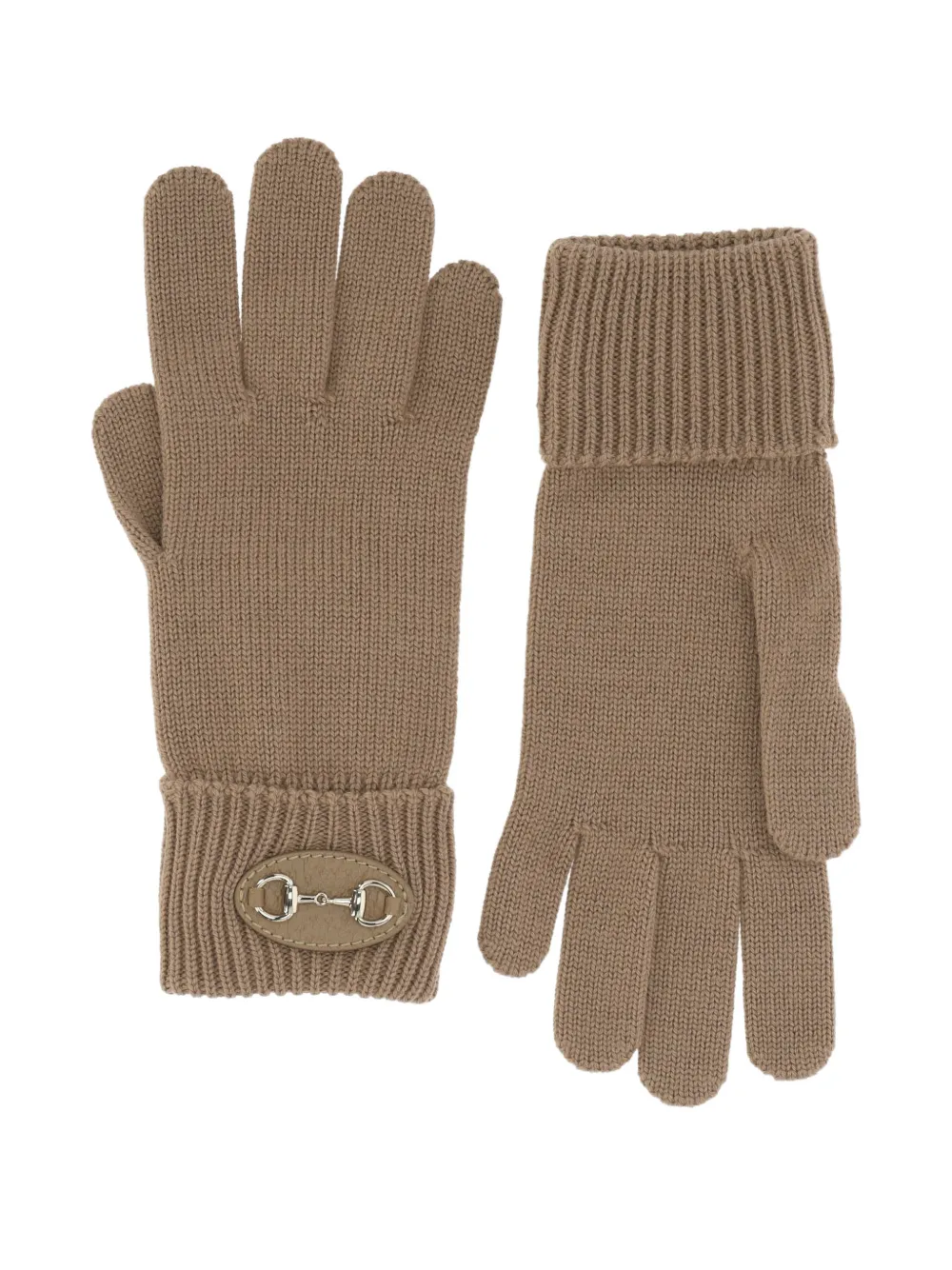 Gucci Horsebit Ribbed Gloves In Brown