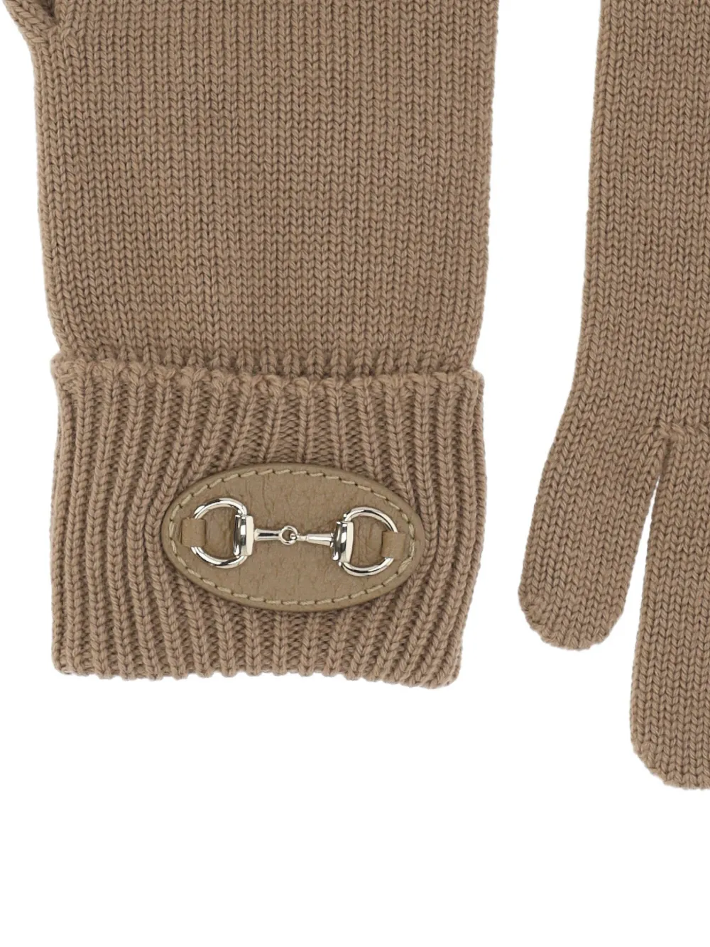  Gucci Horsebit Ribbed Gloves - Neutrals 