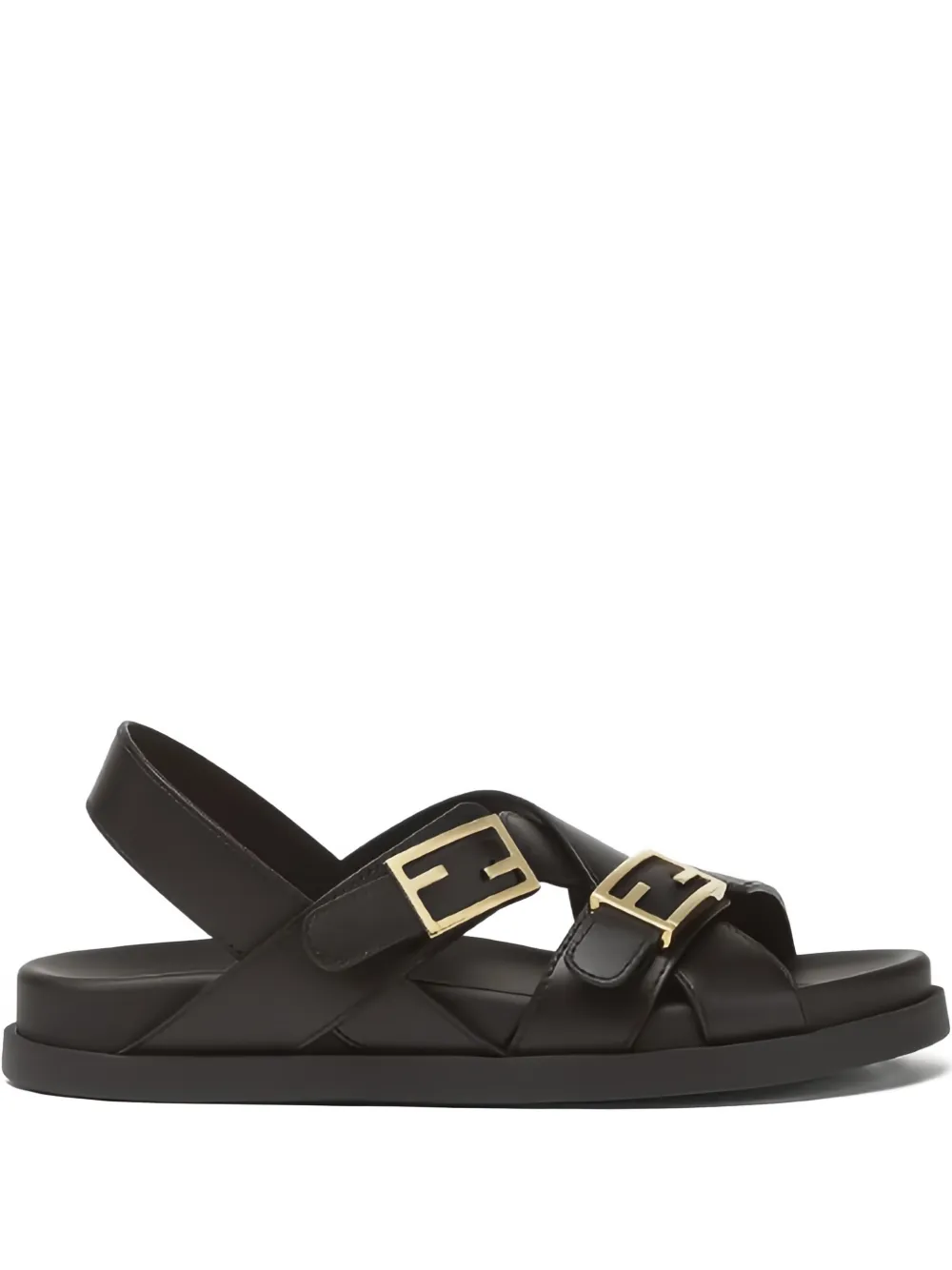 FENDI FF Baguette logo buckle sandals - Black