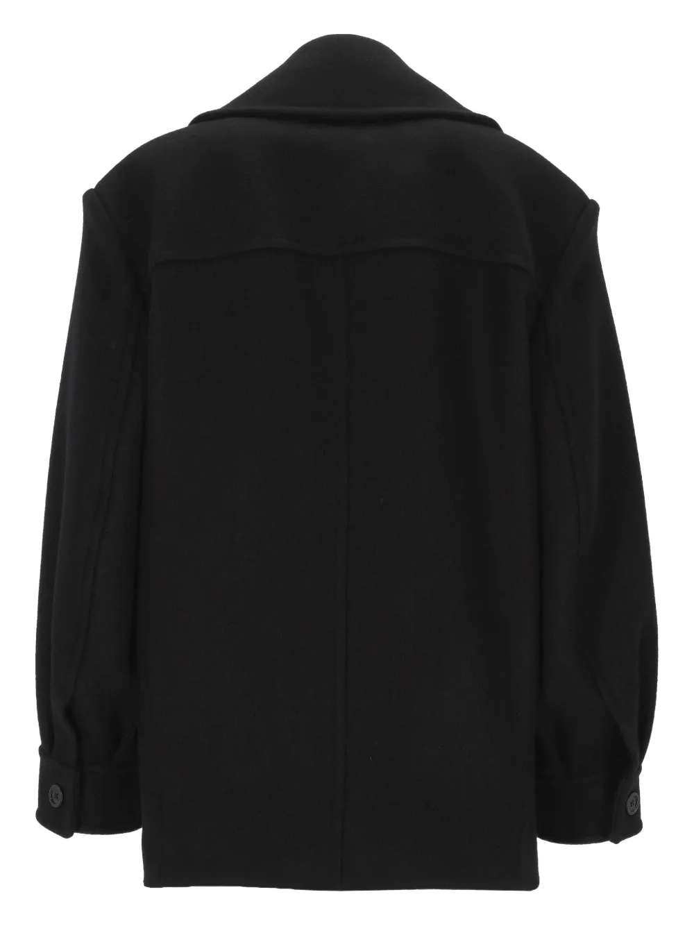 Saint Laurent Double-breasted Peacoat In Black